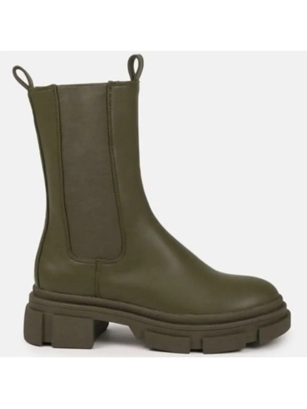 Missguided Chunky Streetwear Grunge Chelsea Army Green Boots Women sz 8.5 EU 39